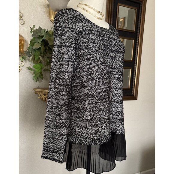 Alfani Sequins Ruffle Sweater Sheer Ruffle Bottom Long Sleeve Formal Night Sz M - Picture 5 of 16